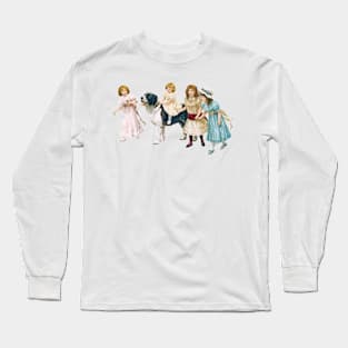 Victorian girls and dog Long Sleeve T-Shirt